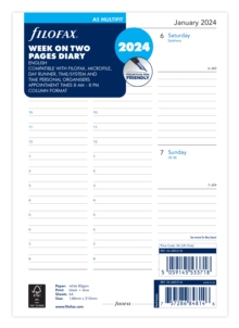 Filofax A5 Week On Two Pages Column Format English 2024 Diary - 5059145533695