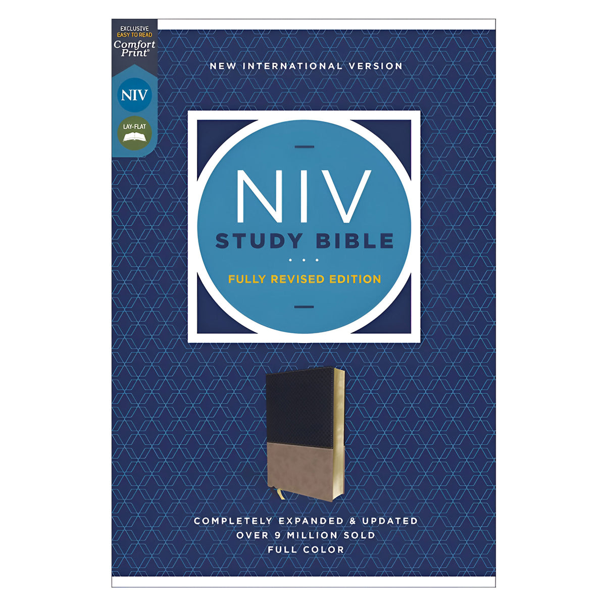 NIV Navy and Tan Imitation Leather Fully Revised Study Bible Comfort Print