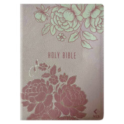 NLT Pink Peonies Genuine Leather Bible Large Print