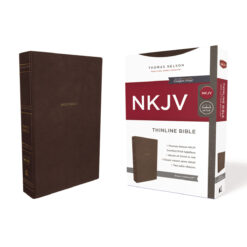 NKJV Thinline Bible Red Letter Ed Indexed Brown (Comfort Print)(Imitation Leather)