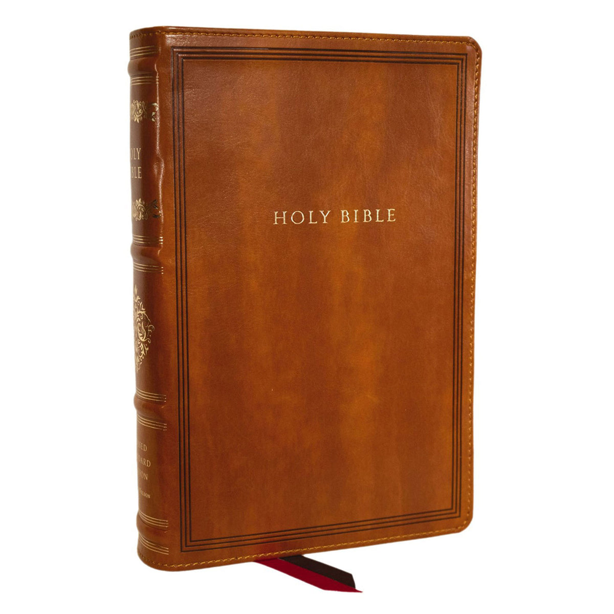 RSV Brown Imitation Leather Personal Size Bible with Cross References Sovereign Collection Indexed