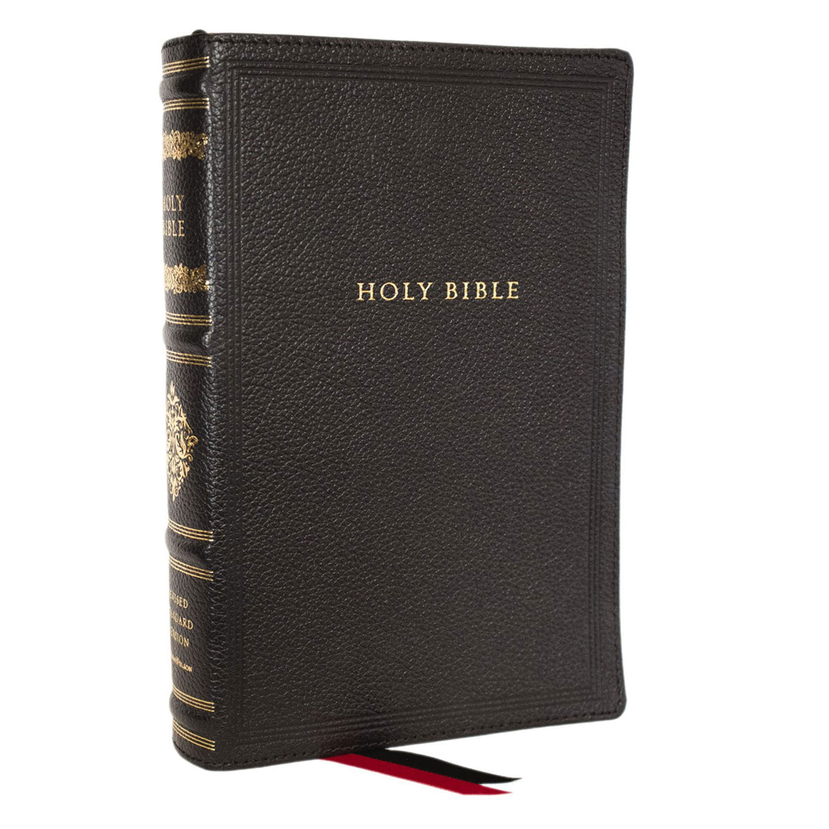 RSV Black Genuine Leather Personal Size Bible with Cross References Sovereign Collection