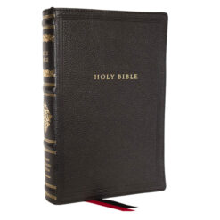 RSV Black Genuine Leather Personal Size Bible with Cross References Sovereign Collection Indexed
