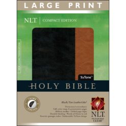 NLT Two-Tone Black and Tan Imitation Leather Compact Bible Large Print Indexed Red Letter