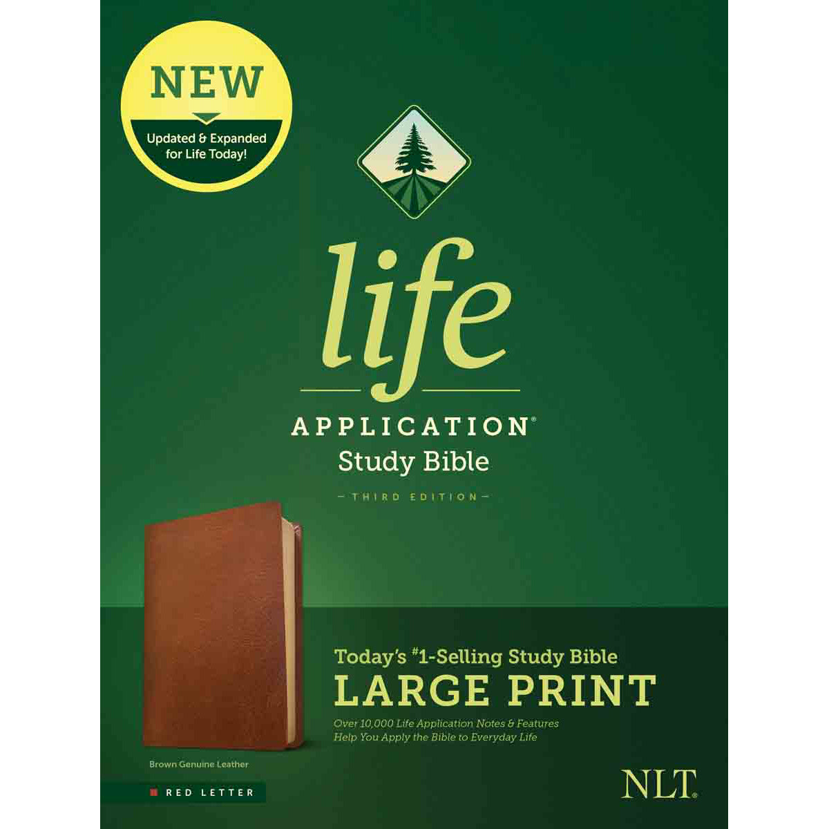 NLT Life Application Study Bible, Third Edition Large Print Red Letter Brown (Genuine Leather)
