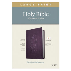 KJV Floral Frame Purple Imitation Leather Filament Thinline Ref Bible Large Print Red Letter