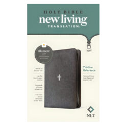 NLT Textured Cross Grey Imitation Leather with Zip Filament Thinline Ref Bible Red Letter