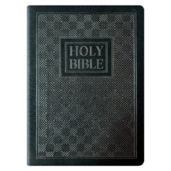NLT Black Pattern Faux Leather Bible Large Print