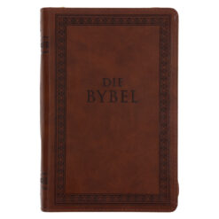 NLV Taan Bruin Kunsleer Standaard Bybel met Ritssluiter en Duimgrepe