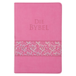 NLV Pienk Glinster Kunsleer Standaard Bybel Met Duimgrepe