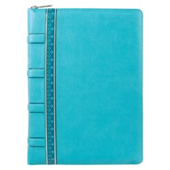 NLV Blougroen Kunsleer Bybel Grootdruk Met Ritssluiter & Duimgrepe