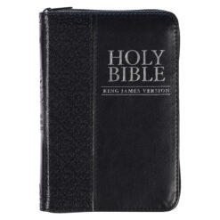 KJV Black Faux Leather Mini Pocket Edition Bible Red Letter With Zip