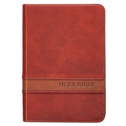 KJV Brown Faux Leather Compact Bible Large Print Red Letter