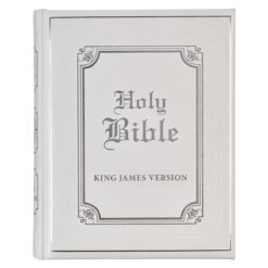 KJV White Faux Leather Family Bible Double Column Format