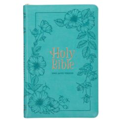 KJV Teal Floral Faux Leather Flexcover Deluxe Gift Bible With Zip