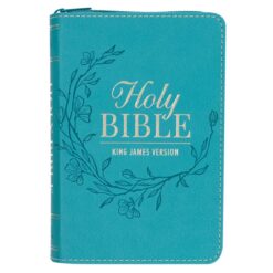 KJV Teal Faux Leather Mini Pocket Bible with Zip