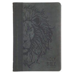 KJV Grey Lion Faux Leather Compact Bible