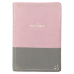 KJV Pink And Grey Faux Leather Bible Super Giant Print