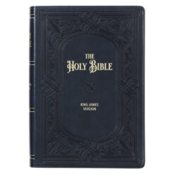 KJV Midnight Blue Antique Frame Faux Leather Full-Size Bible Giant Print Indexed