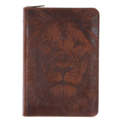 KJV Brown Lion Faux Leather Compact Bible with Zip