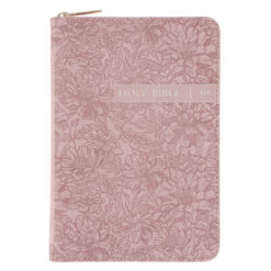 KJV Dusty Pink Faux Leather Compact Bible with Zip