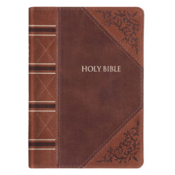 KJV Two-Tone Brown Faux Leather Compact Large Print Bible