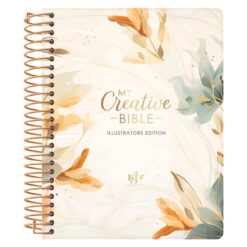 KJV Cream & Gold Leaves Spiral-Bound Faux Leather My Creative Bible Illustrators Edition